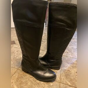 Audrey Brooke Black Leather Boots, 6.5